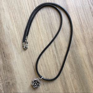 Vintage .925 Sterling Silver Rose Pendant Necklace